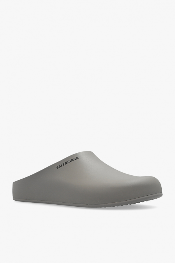 【早い者勝ち】新品Balenciaga Rubber Logo Slide BALENCIAGA Womens Black Rubber Logo Chunky Platform Slides